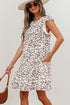 Flutter Sleeve Tiered Hem Animal Print Keyhole Back Mini Dress